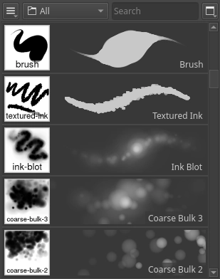 Different configurations of the brushes dock with different previews
