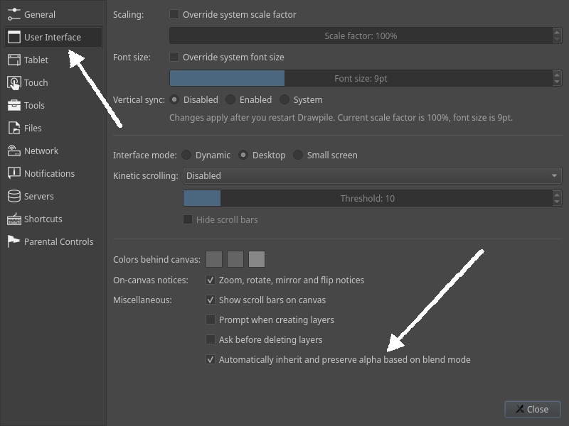 Automatic alpha preserve setting